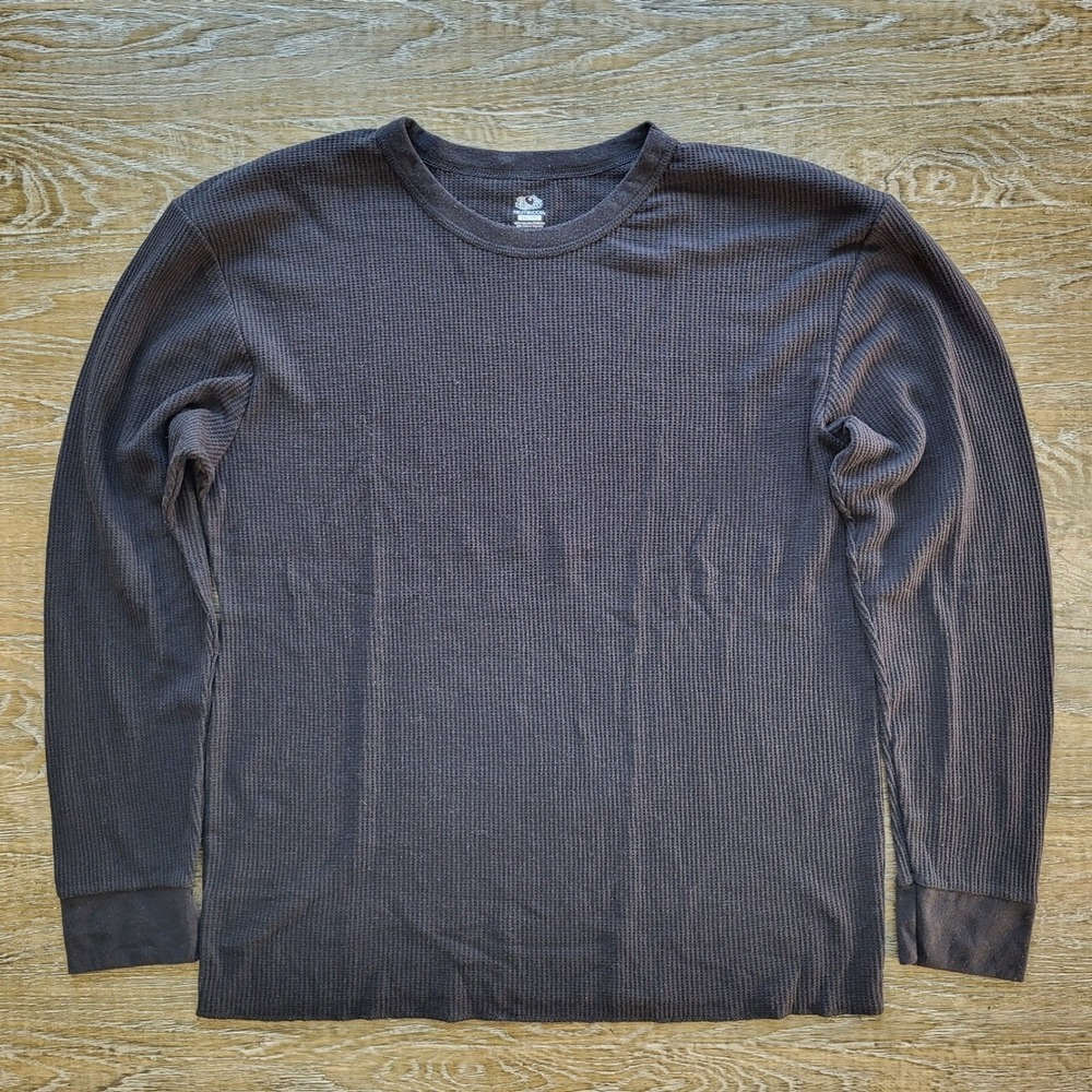 Fruit of the Loom Mens 2XL Waffle Knit Thermal Long Sleeve Shirt Charcoal Grey